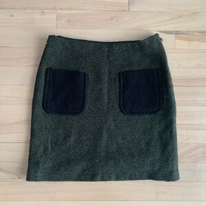 Elegant Green Wool Mini Skirt